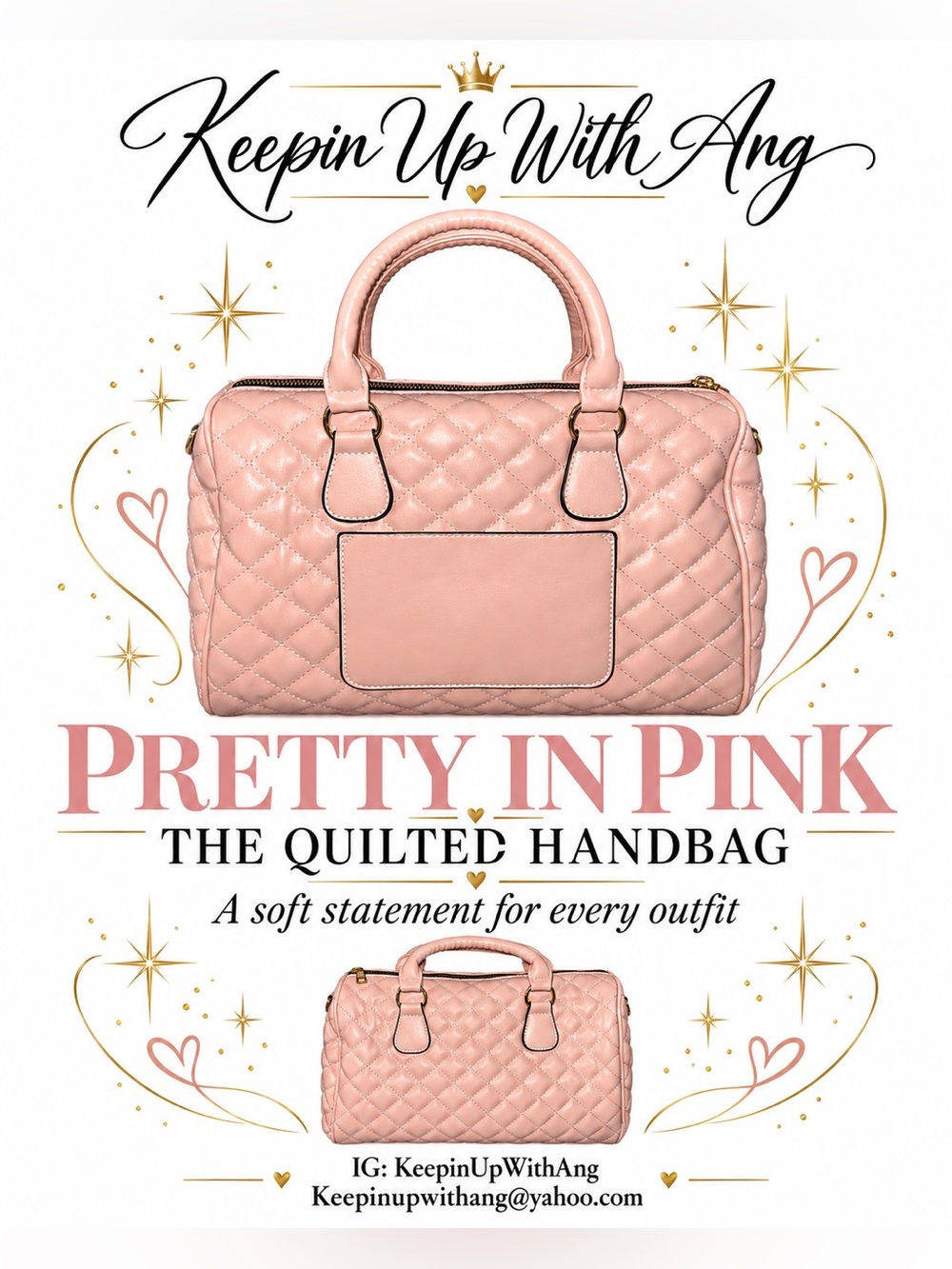 Pretty in Pink Quilted Handbag - Pink